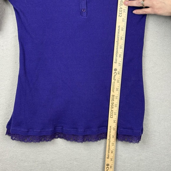 Y2K LEI Women's Thermal Henley Layered Lace Shirt Size XL Purple Bella Swan - Picture 5 of 6